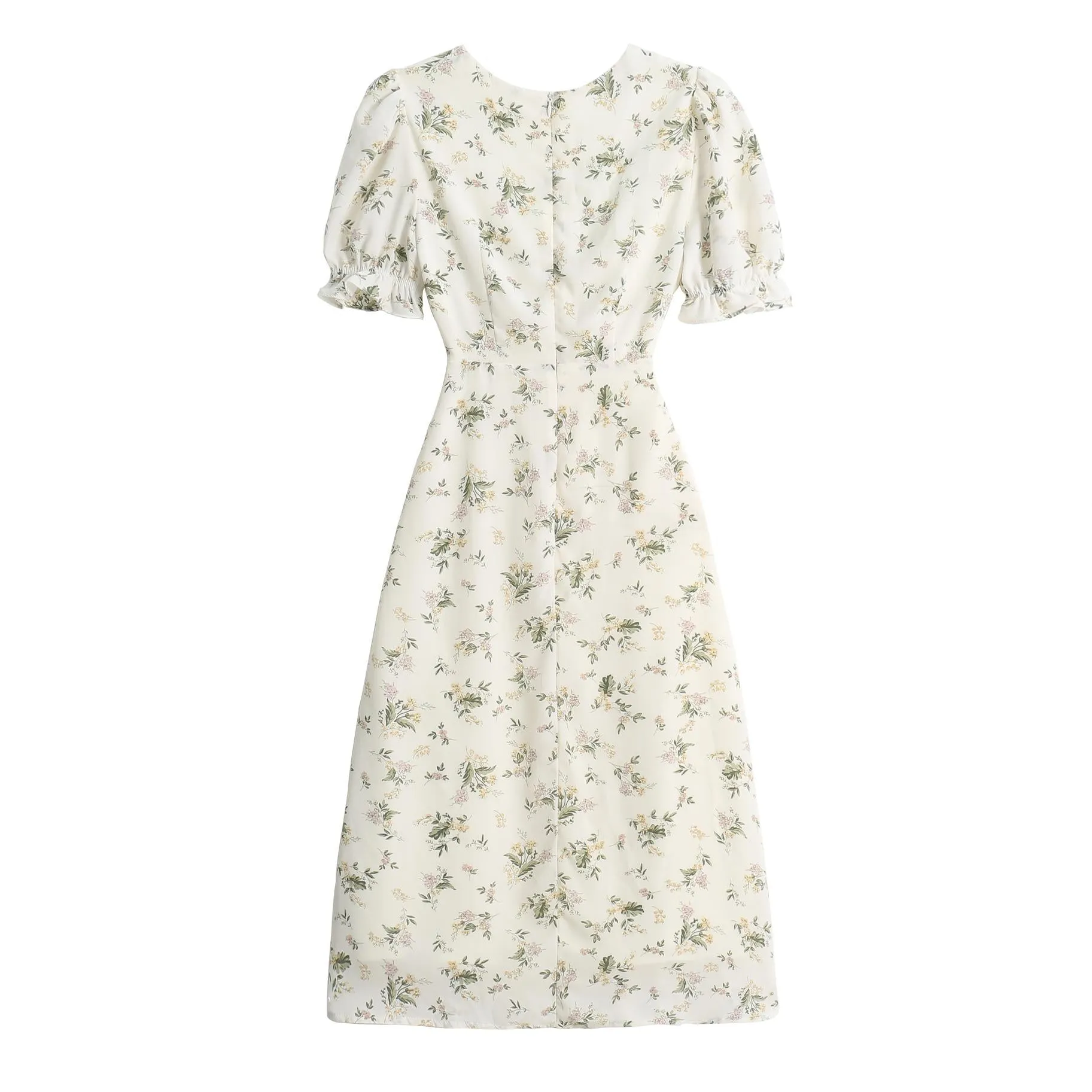 Vintage-Inspired A-Line Dress for Women in Floral Chiffon
