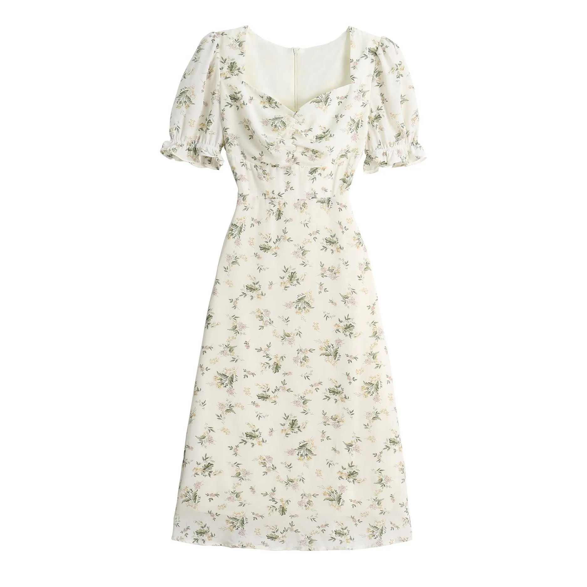Vintage-Inspired A-Line Dress for Women in Floral Chiffon