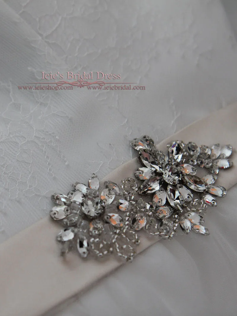 Vintage Inspired Tea Length Illusion Neck Tull Wedding Dress