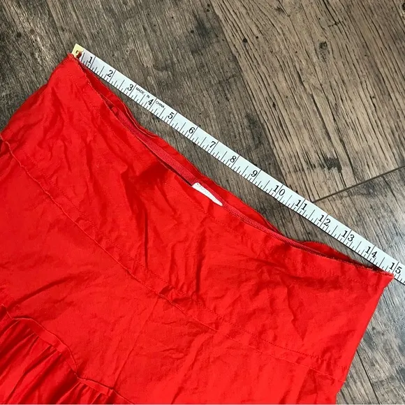 Vintage International Newport Group Tiered Cotton Skirt Orange VTG Large