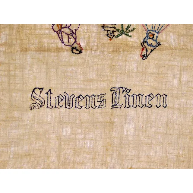 Vintage Kitchen Towel Stevens Linen "Sunday" Embroidered 1940s