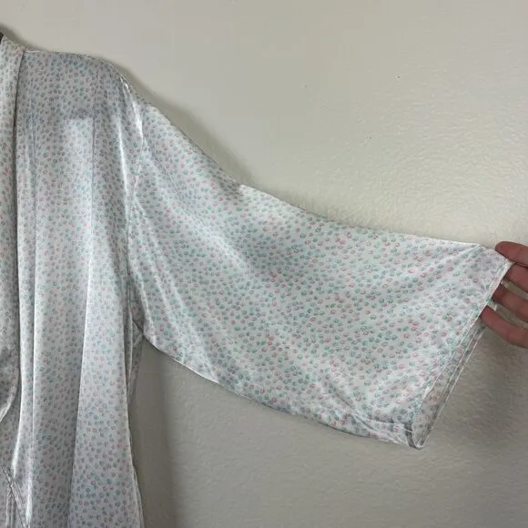 Vintage Laura Adams Satin Slip Dress And Robe 2-Piece Set Lingerie Nighty Medium