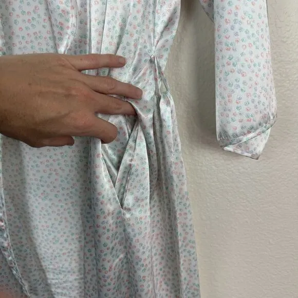 Vintage Laura Adams Satin Slip Dress And Robe 2-Piece Set Lingerie Nighty Medium