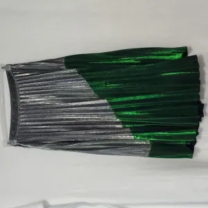 Vintage Le Cormang metallic Silver and green pleated Skirt