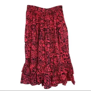 Vintage Liz Sport Fuchsia Tropical Print Midi Skirt w/Pockets