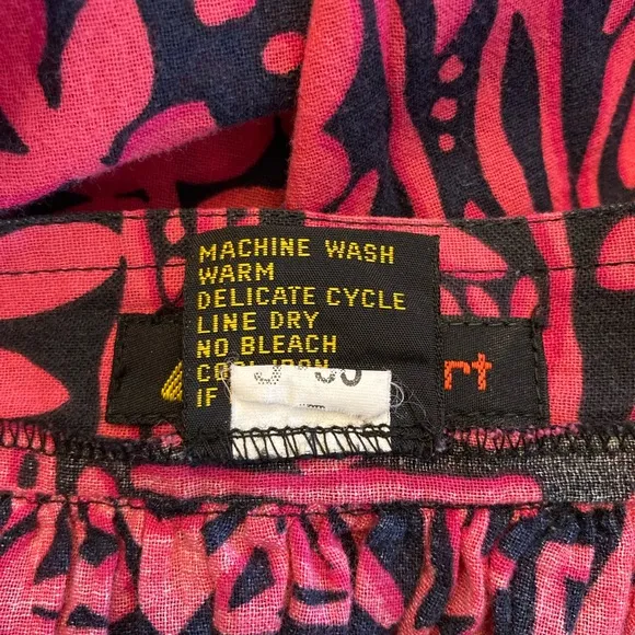 Vintage Liz Sport Fuchsia Tropical Print Midi Skirt w/Pockets