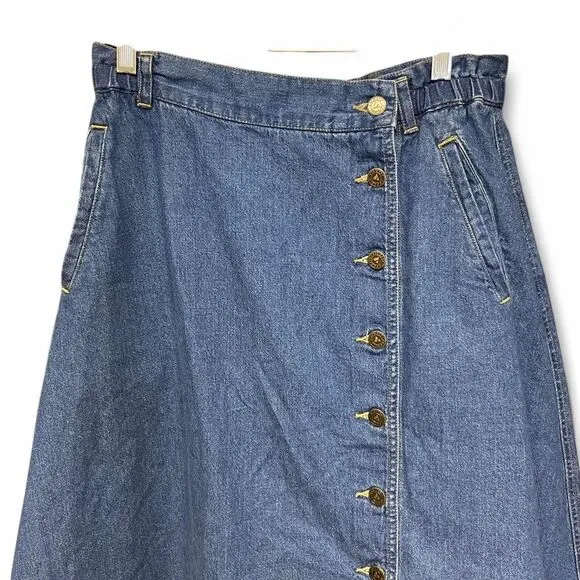Vintage Liz Wear denim midi skirt size petite 12