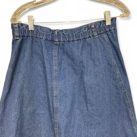 Vintage Liz Wear denim midi skirt size petite 12