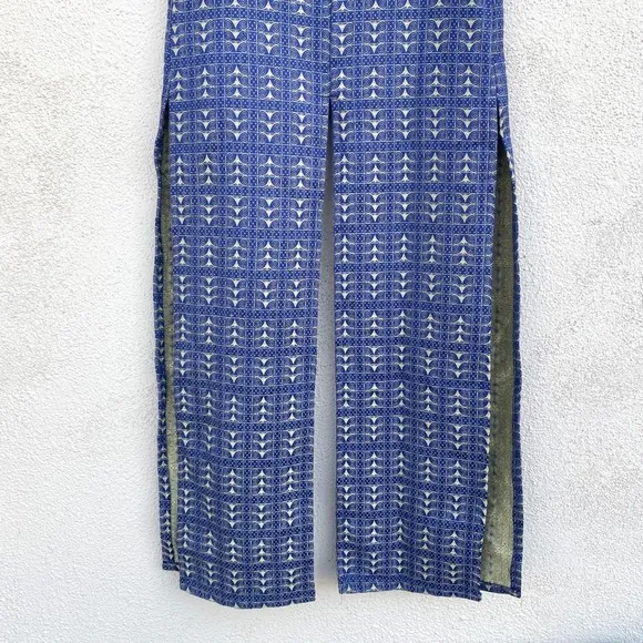Vintage long vest Indian ethnic duster jacket sleeveless dress metallic maxi S