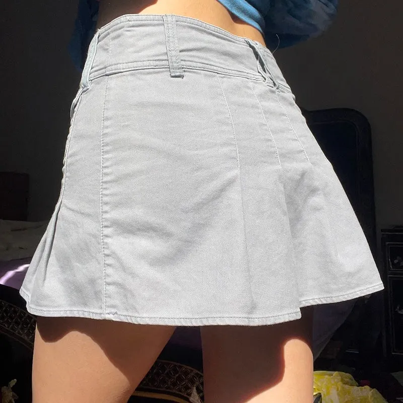 Vintage Low Waist Woven Pocket Mini Skirt
