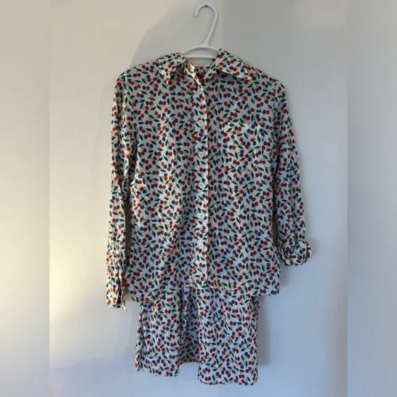 Vintage Mondi Cherry Long Sleeve Blouse and Pleated Skirt​