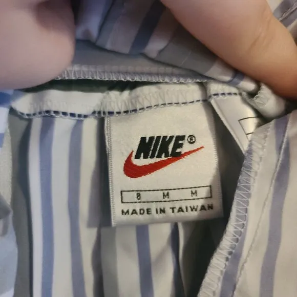 VINTAGE Nike Pleated Tennis Skirt 8 MEDIUM Green/White/Blue Stripe Womens NWT