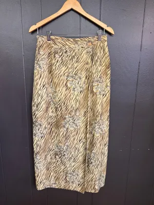 Vintage Norton McNaughton Zebra and Roses Skirt - Size M