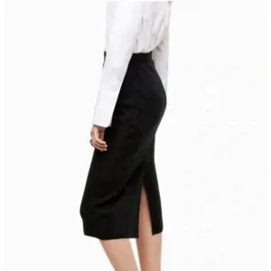 VINTAGE Parade Jersey Knit Black Pencil Skirt with Stretch, Back Slit Black M