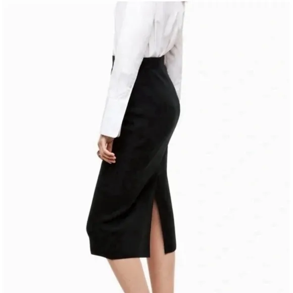VINTAGE Parade Jersey Knit Black Pencil Skirt with Stretch, Back Slit Black M