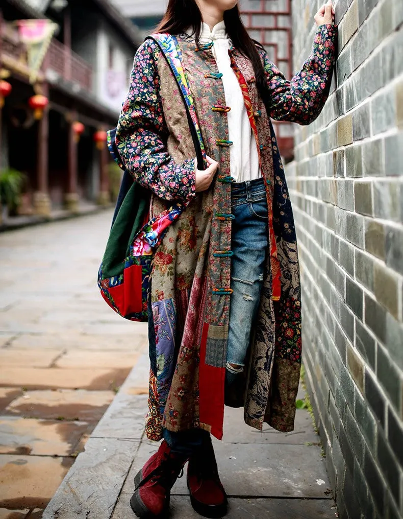 Vintage Patchwork Midi Ceket