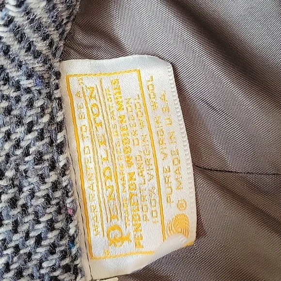 Vintage Pendelton Blue Grey Herringbone Midi Length 100% Wool Skirt - Size M