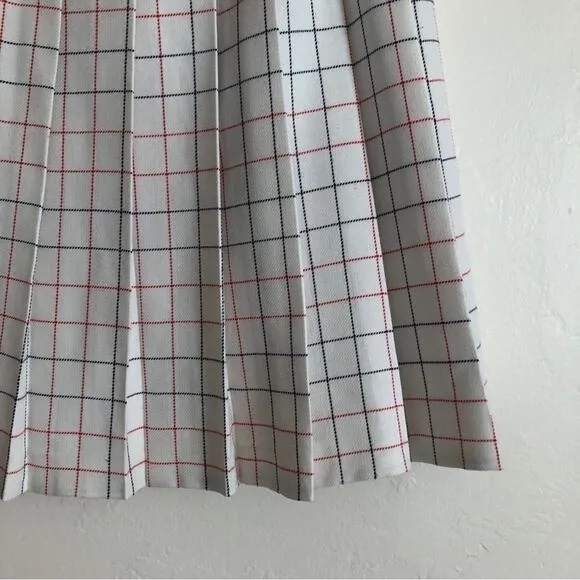 Vintage Pendleton Windowpane Plaid Classic Box Pleat Pleated Knee Length Skirt