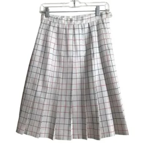 Vintage Pendleton Windowpane Plaid Classic Box Pleat Pleated Knee Length Skirt