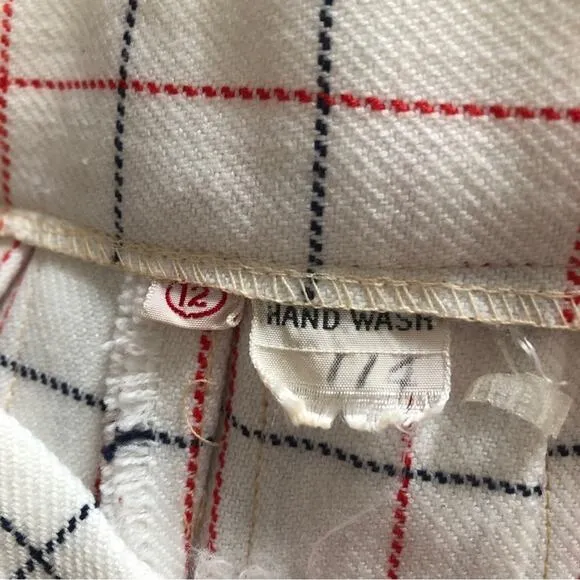 Vintage Pendleton Windowpane Plaid Classic Box Pleat Pleated Knee Length Skirt