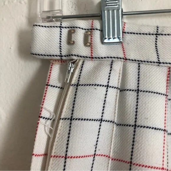 Vintage Pendleton Windowpane Plaid Classic Box Pleat Pleated Knee Length Skirt