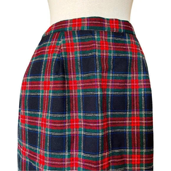 Vintage Pendleton Wool Authentic Black Stewart Tartan Mid Length Skirt  NWT
