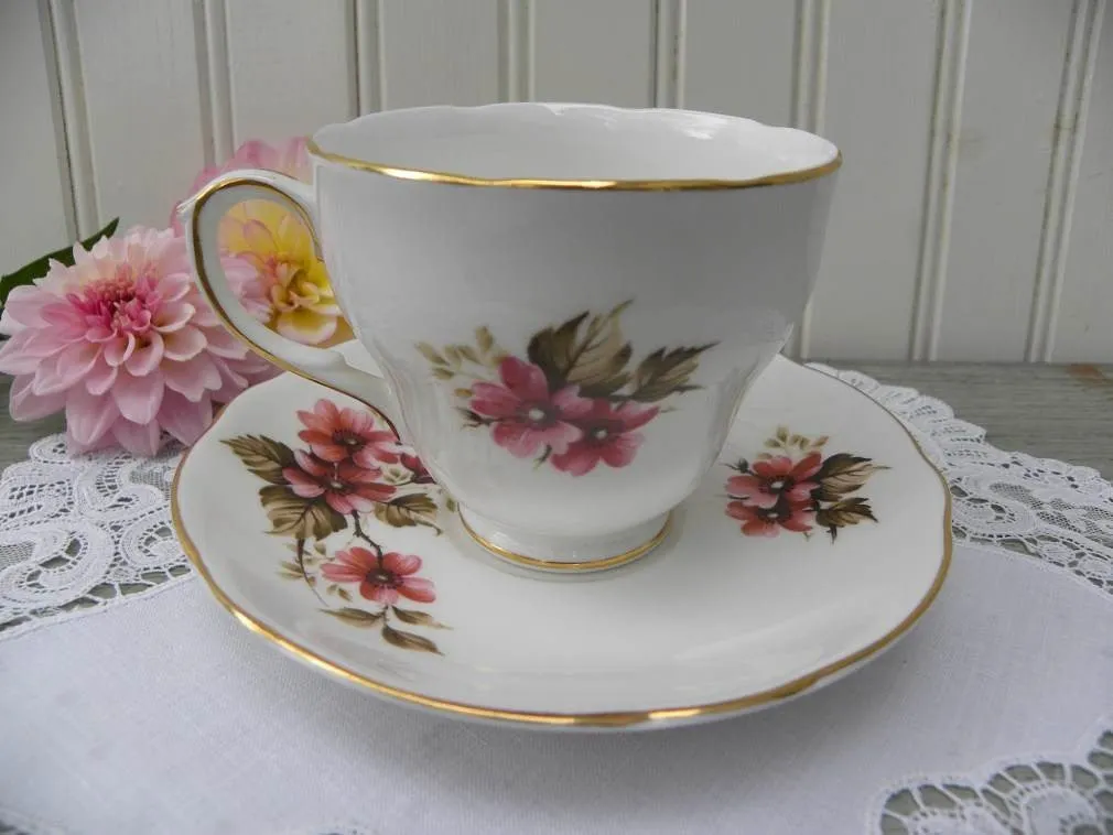 Vintage Pink Daisy Teacup and Saucer