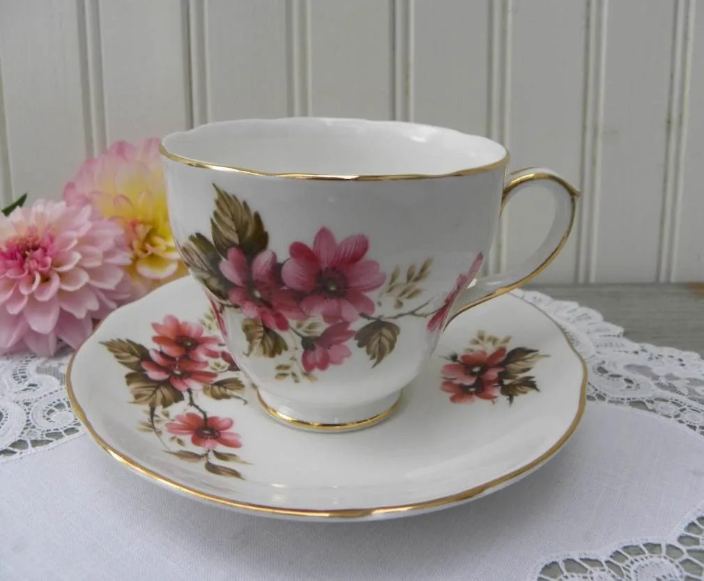 Vintage Pink Daisy Teacup and Saucer