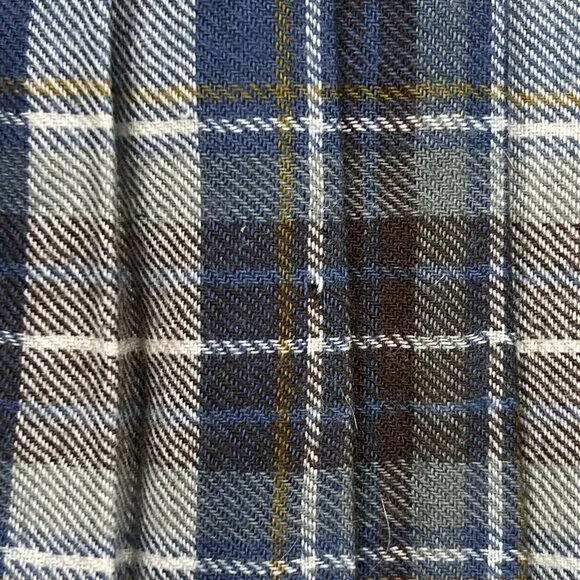 Vintage Plaid 100% Wool Pleated Plaid Midi Skirt Blue Burgundy Cream Size UK 10