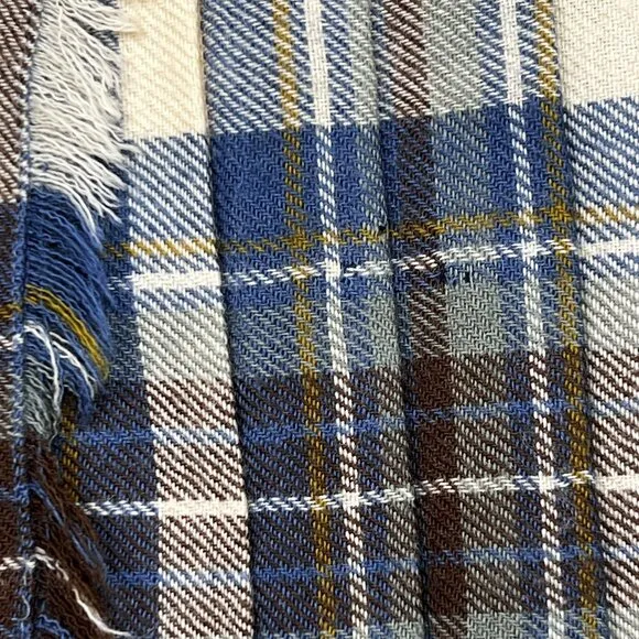 Vintage Plaid 100% Wool Pleated Plaid Midi Skirt Blue Burgundy Cream Size UK 10