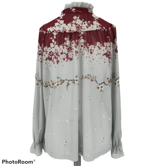 Vintage Plaza Square Sheer Floral Blouse Skirt Set