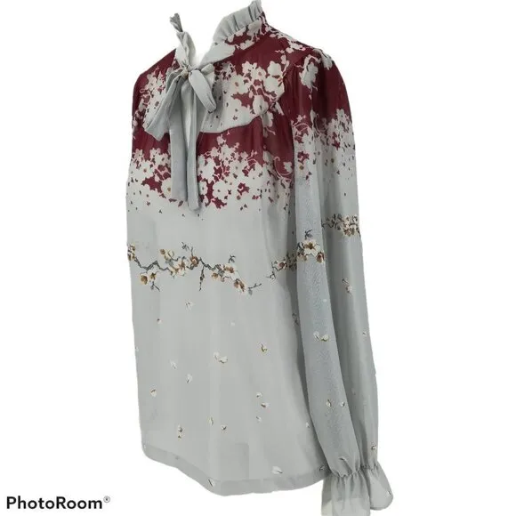 Vintage Plaza Square Sheer Floral Blouse Skirt Set