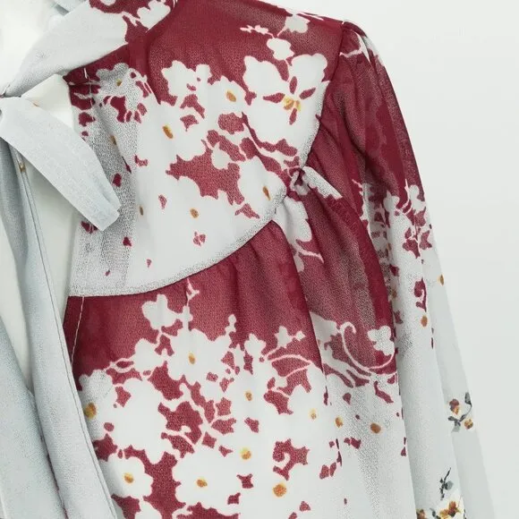 Vintage Plaza Square Sheer Floral Blouse Skirt Set
