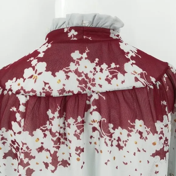 Vintage Plaza Square Sheer Floral Blouse Skirt Set