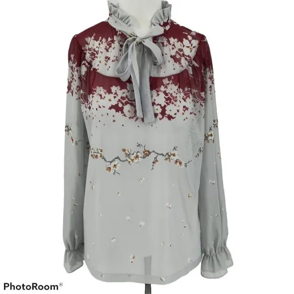 Vintage Plaza Square Sheer Floral Blouse Skirt Set