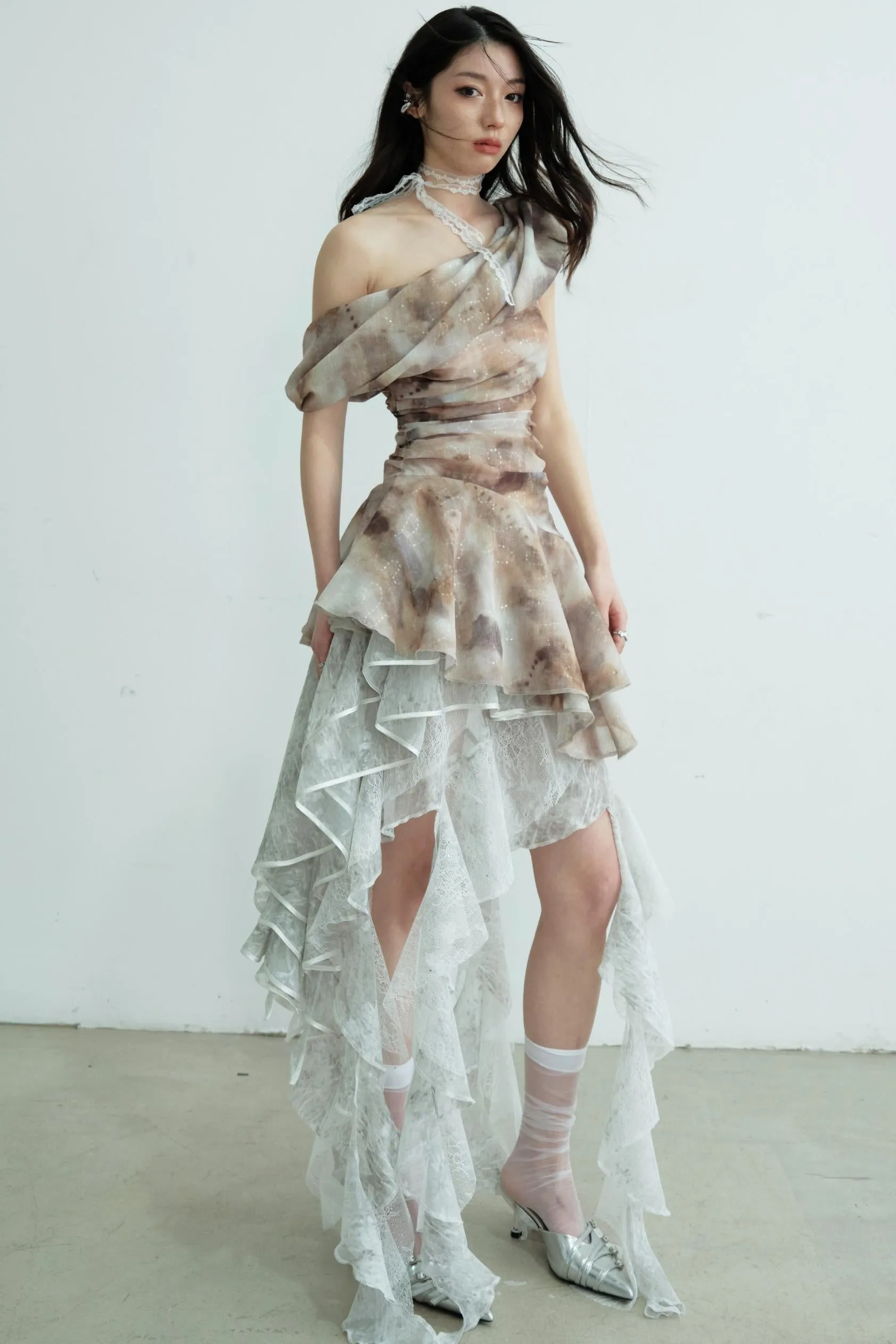 Vintage Pleated Ruffle Top