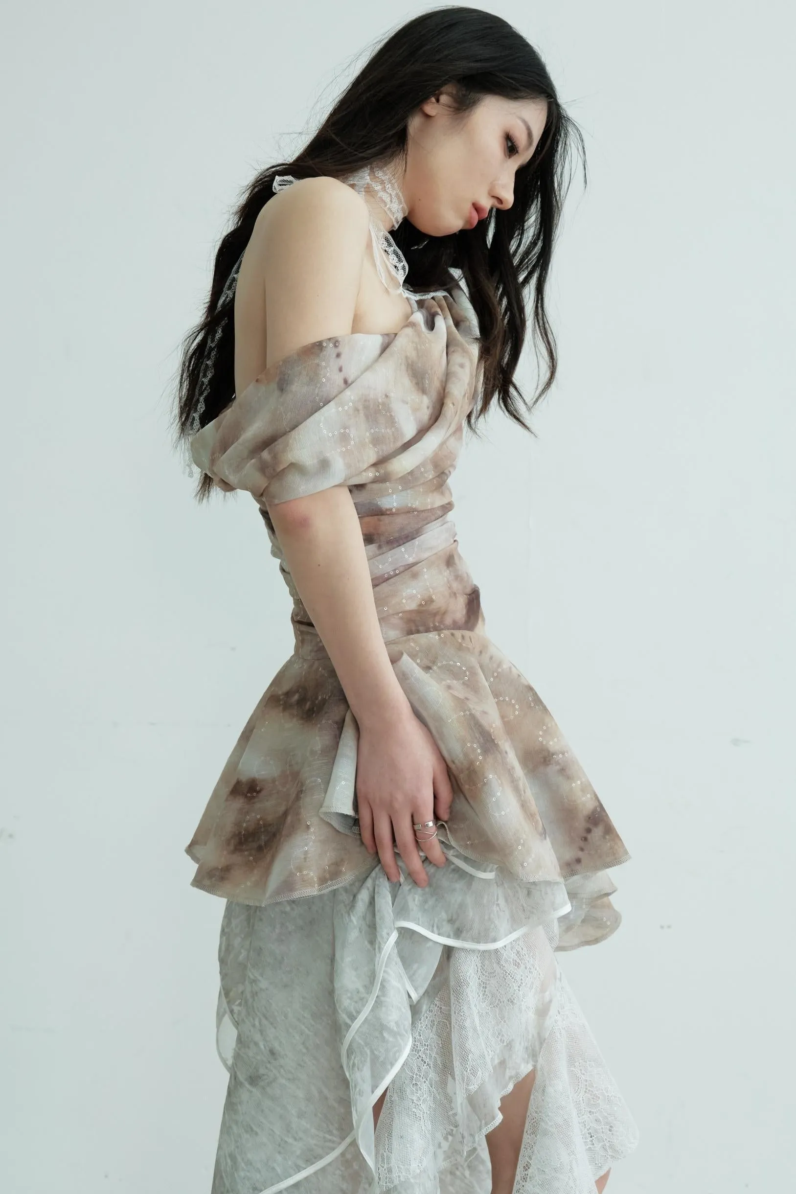 Vintage Pleated Ruffle Top