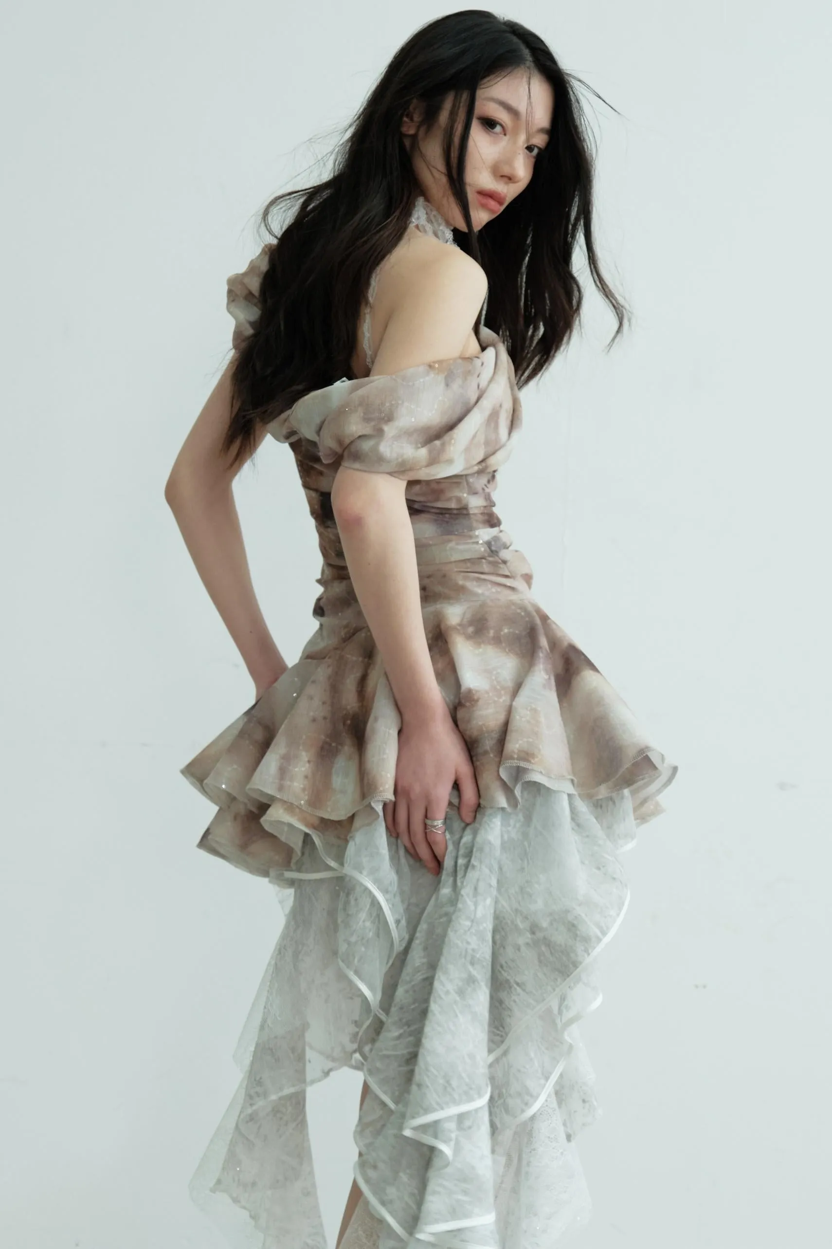 Vintage Pleated Ruffle Top