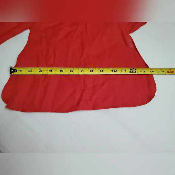 Vintage Red Midi Skirt 100% Linen With Slits On Bottom Hem Classic *No Size