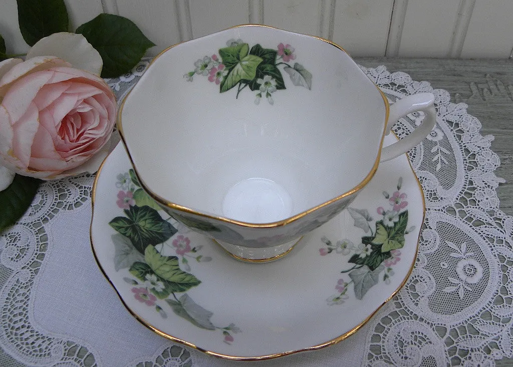 Vintage Royal Albert Petite Pink Flowers and Ivy Teacup and Saucer