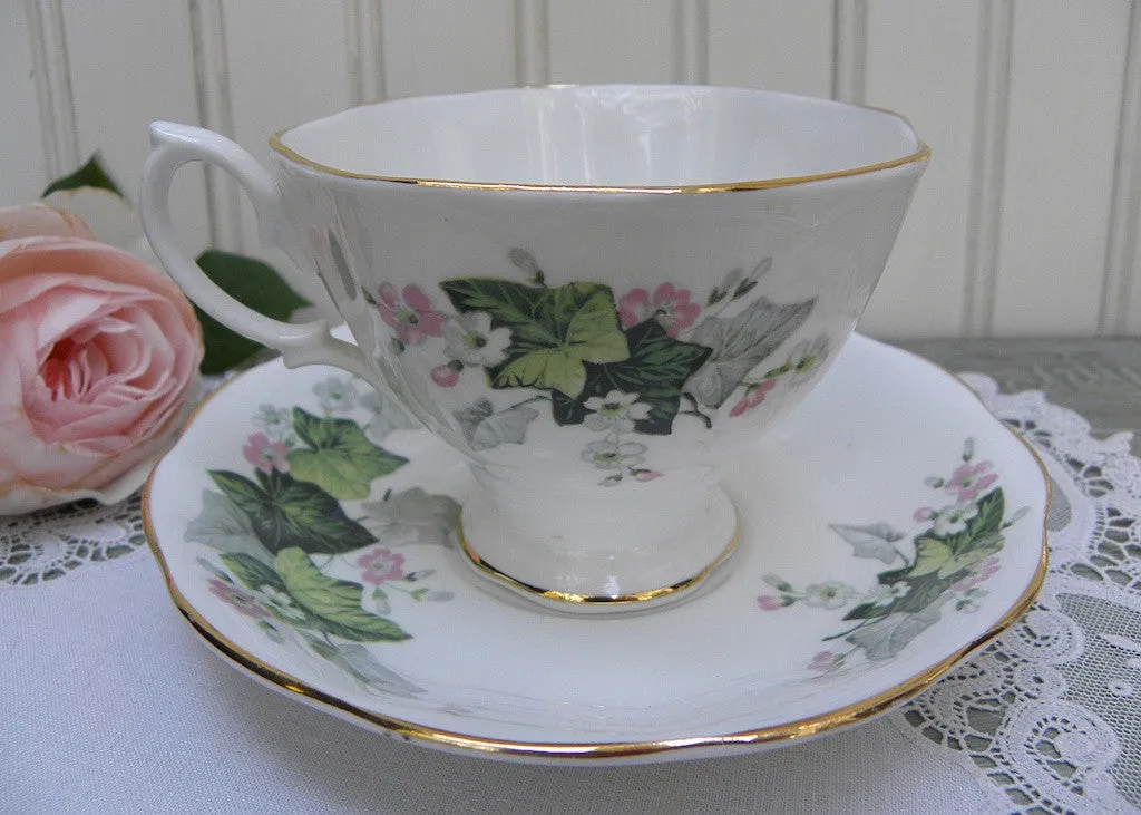 Vintage Royal Albert Petite Pink Flowers and Ivy Teacup and Saucer