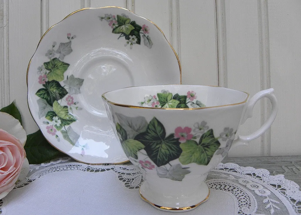 Vintage Royal Albert Petite Pink Flowers and Ivy Teacup and Saucer