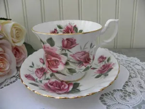 Vintage Royal Albert Pink Roses Teacup and Saucer