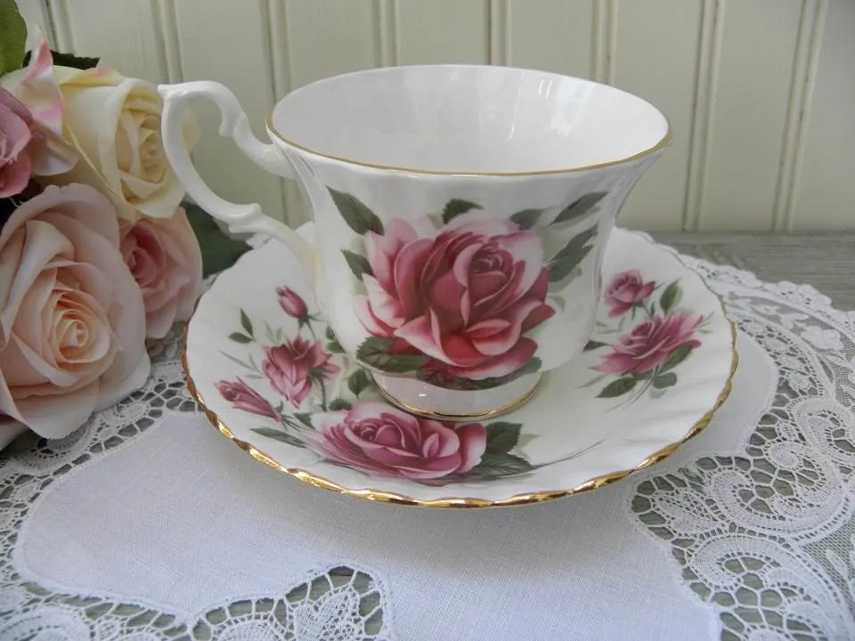 Vintage Royal Albert Pink Roses Teacup and Saucer