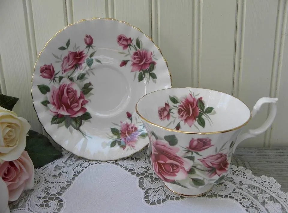 Vintage Royal Albert Pink Roses Teacup and Saucer