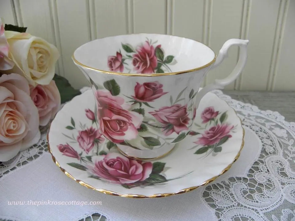 Vintage Royal Albert Pink Roses Teacup and Saucer