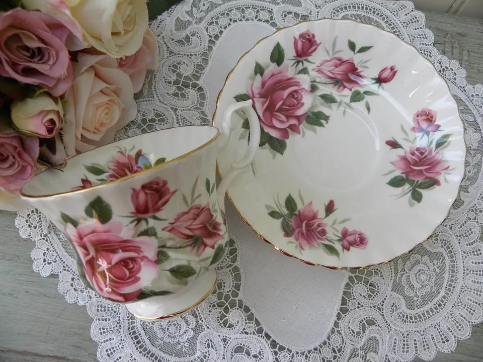Vintage Royal Albert Pink Roses Teacup and Saucer