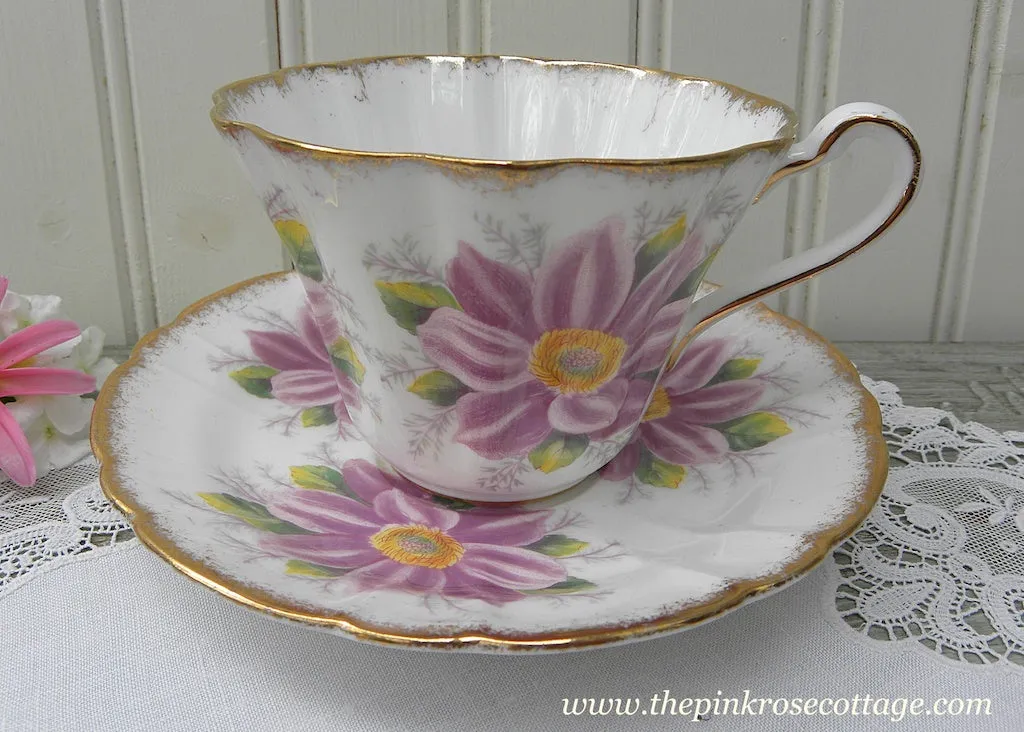 Vintage Royal Stafford Purple Aster Teacup and Saucer