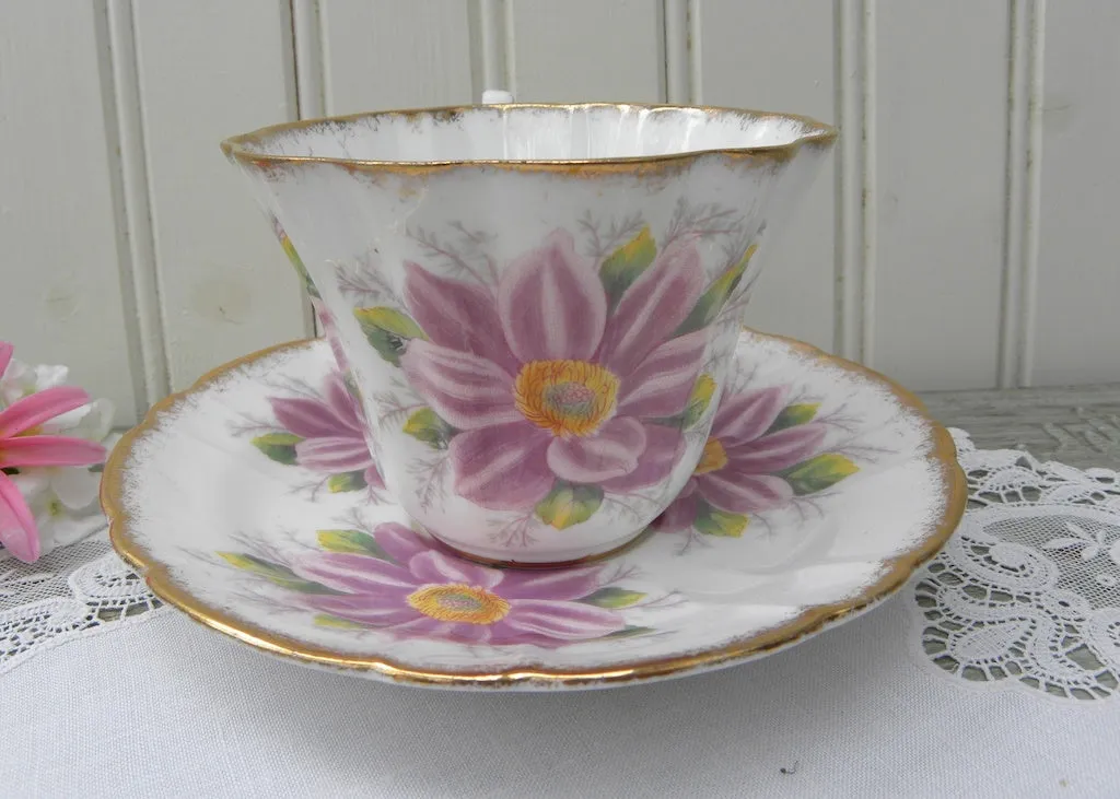 Vintage Royal Stafford Purple Aster Teacup and Saucer