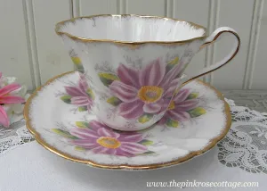 Vintage Royal Stafford Purple Aster Teacup and Saucer